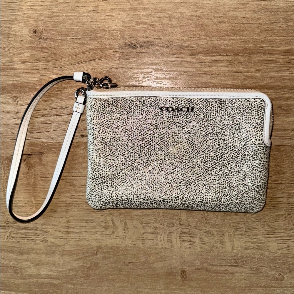 Silver Coach Wristlet